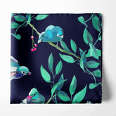 W21- BLUE FINCH SILK POCKET SQUARE